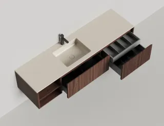 Подвесная тумба Salini Domino 27D218ONA 180см шпон с открытой полкой Onda Plus